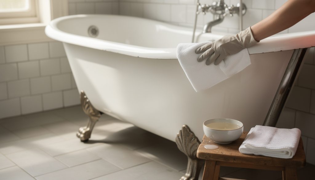 découvrez comment nettoyer une baignoire ancienne en fonte efficacement, avec des gestes doux et des produits adaptés pour préserver son émail.